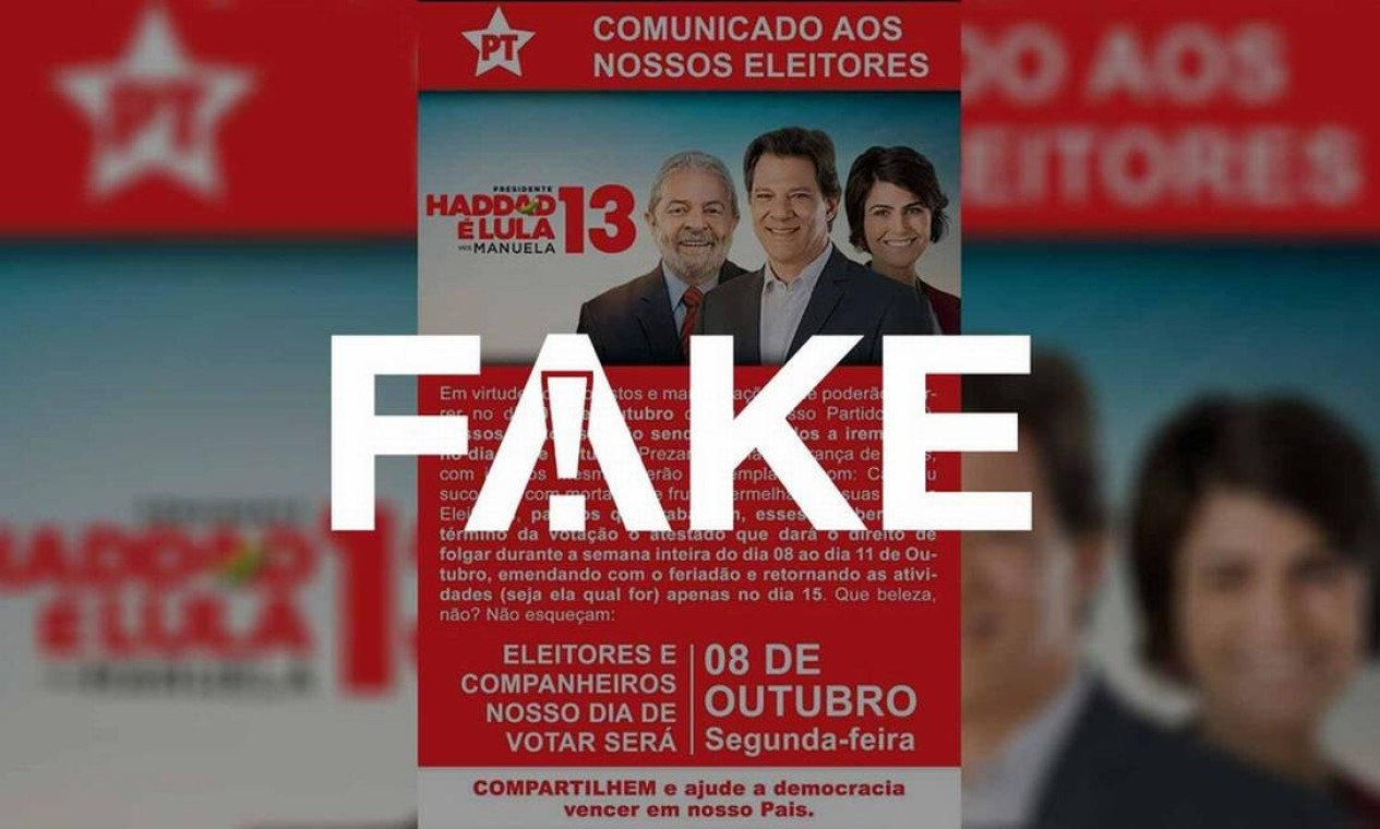 Fake Comunicado Que Convoca Eleitores Do Pt A Votar Apenas No Dia