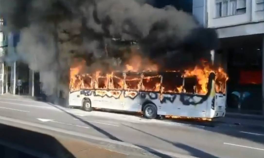 Inc Ndio Em Nibus Interdita Pista Lateral Da Avenida Presidente Vargas