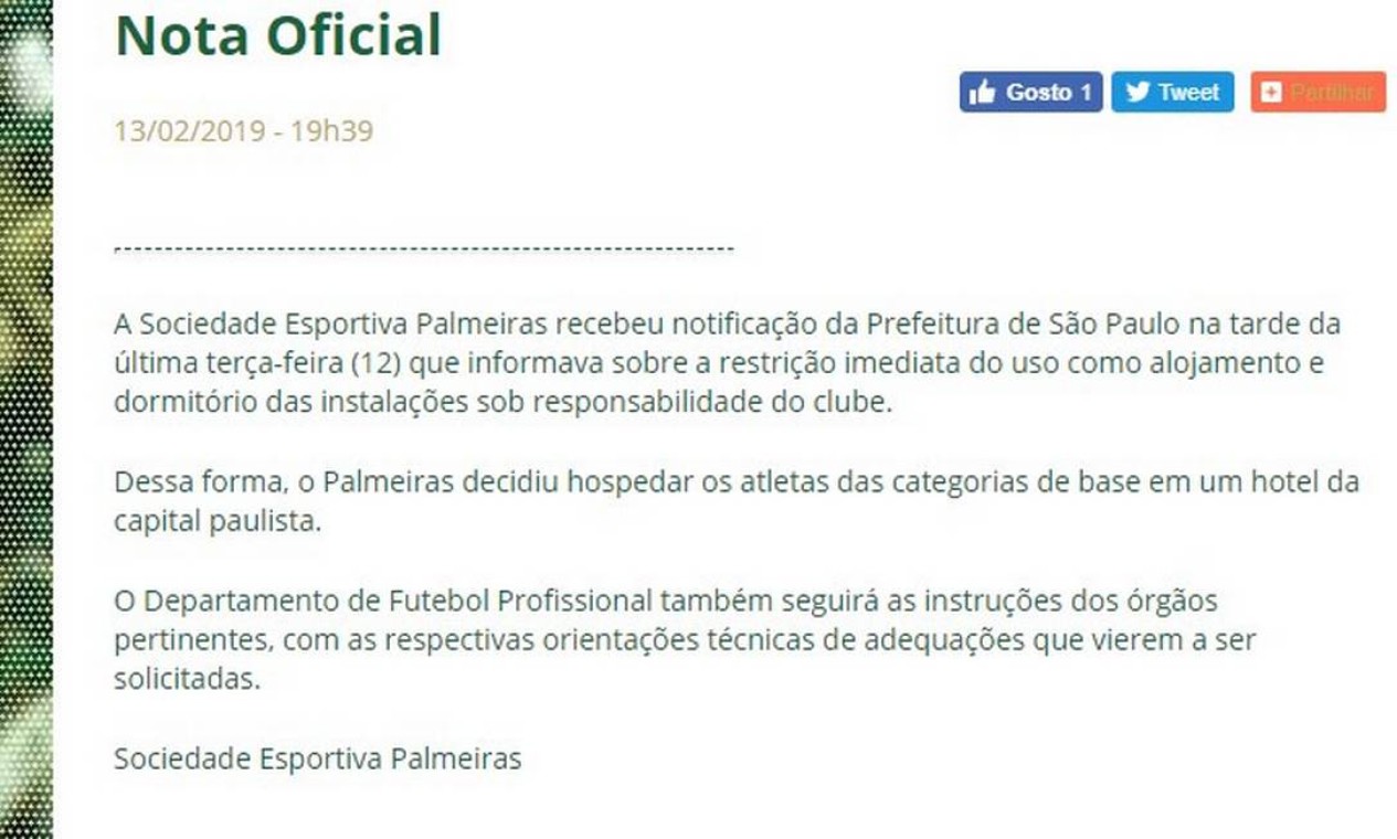 Ap S Notifica O Palmeiras Fecha Alojamento Da Base E Envia Atletas