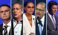 Candidatos a presidente Jair Bolsonaro, Ciro Gomes, Marina Silva, Geraldo Alkmin e Fernando Haddad Foto: Arquivo O GLOBO