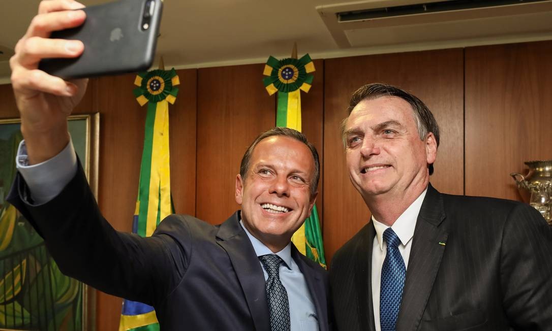 João Doria e o presidente Jair Bolsonaro Foto: Marcos Correa / O Globo