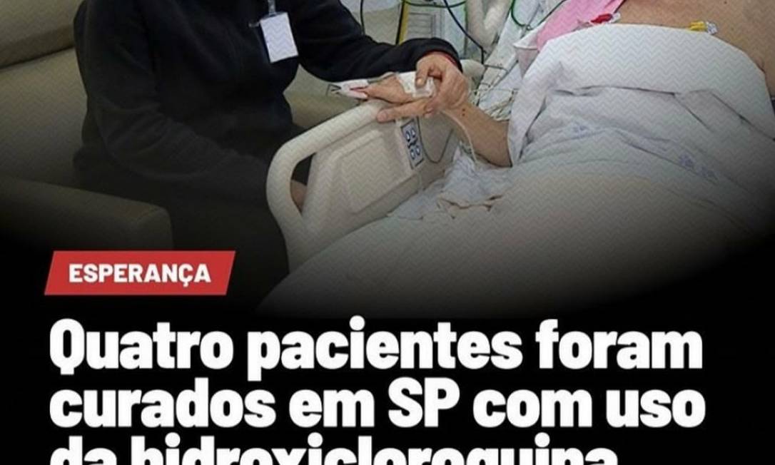 Postagem compartilhada pelo senador é feita com foto de idoso que não tem coronavírus Foto: Reprodução / Agência O Globo