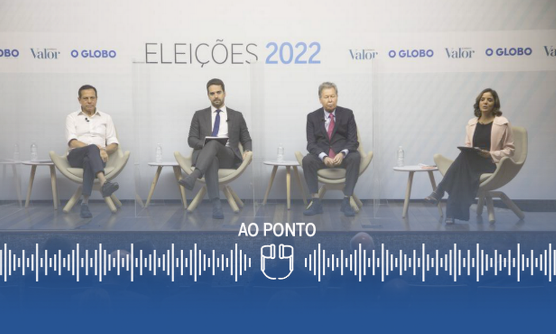 Os pré-candidatos pelo PSDB à Presidência em 2022, João Doria, Eduardo Leite e Arthur Virgílio, participam de debate promovido pelo O GLOBO e Valor Econômico. Foto: Arte