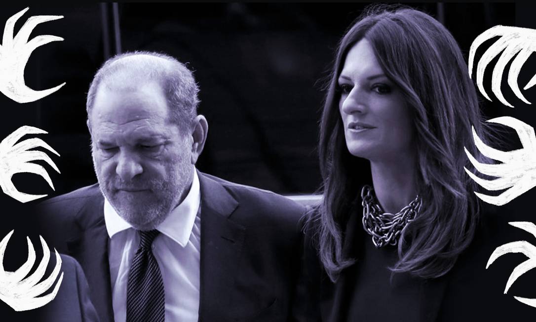 A advogada Donna Rotunno lidera o time de defesa do ex-produtor Harvey Weinstein nas duas acusações de estupro que começaram a ser julgadas nesta semana, em Nova York Foto: Arte de Clara Brandão sobre foto de Mike Segar/Reuters