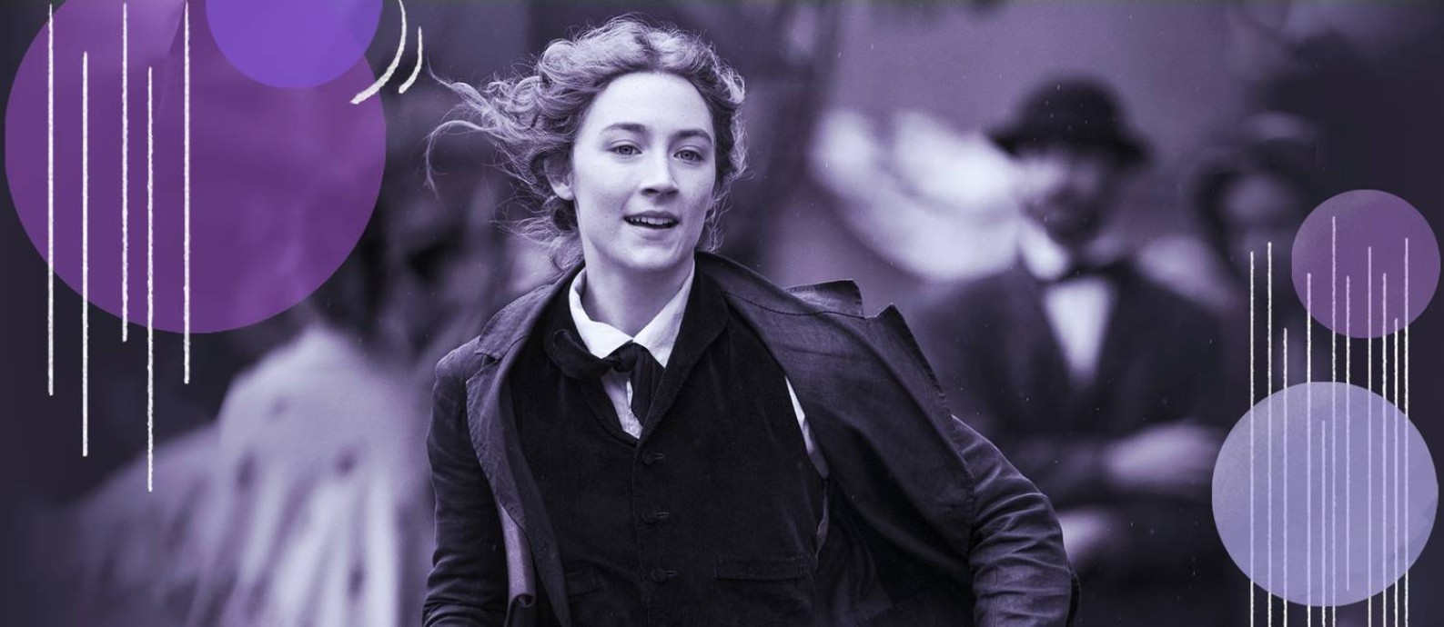 A atriz irlandesa Saoirse Ronann dá vida à heroína Jo March no remake do clássico da literatura 'Mulherzinhas', dirigido por Greta Gerwig Foto: Arte Ana Luiza Costa sobre foto de Divulgação