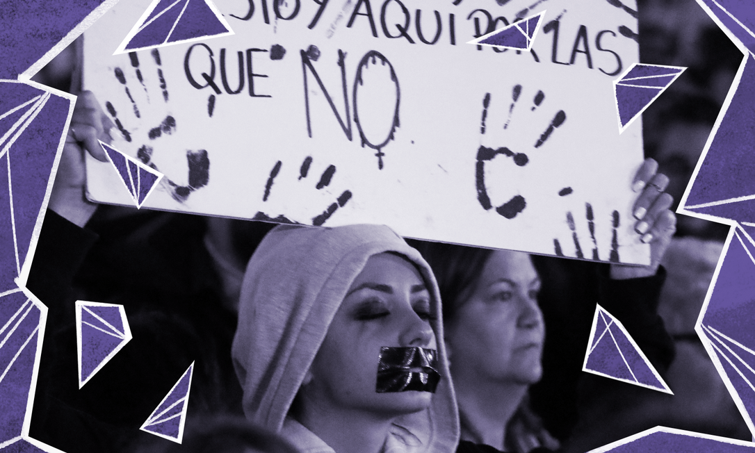 'Estou aqui pelas que não estão': mulher protesta em frente ao tribunal espanhol que sentenciou homens acusados de estuprar coletivamente uma menina de 14 anos Foto: Sergio Perez / Reuters