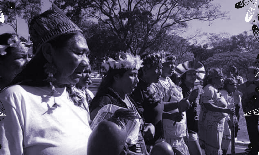 Mulheres indígenas do Movimento das Mulheres Guarani Kaiowá kunhangue Aty em manifestação contra a violência Foto: Divulgação