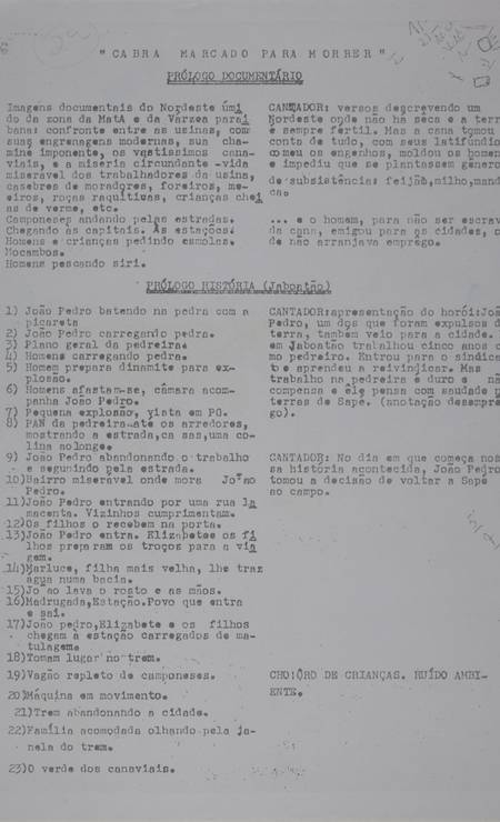 O roteiro original 'Cabra marcado para morrer', escrito em 1964 Foto: Divulgação/Acervo Instituto Moreira Salles