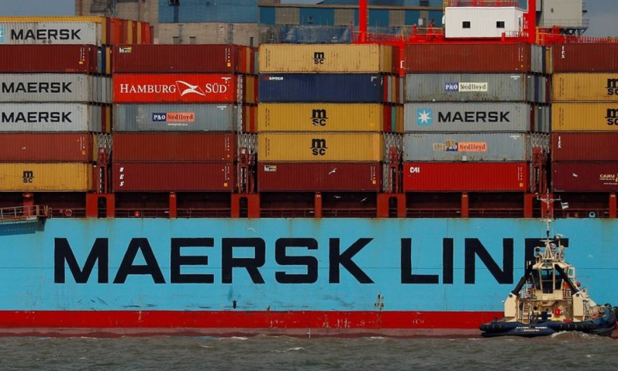 O grupo de transporte marítimo Maersk suspendeu as movimentações de contêineres de e para a Rússia, exceto para alimentos, artigos médicos e humanitários Foto: Phil Noble / Reuters