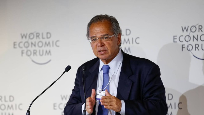 Ministro da Economia, Paulo Guedes, em Davos, no Fórum Econômico Mundial
Foto: Agência O Globo