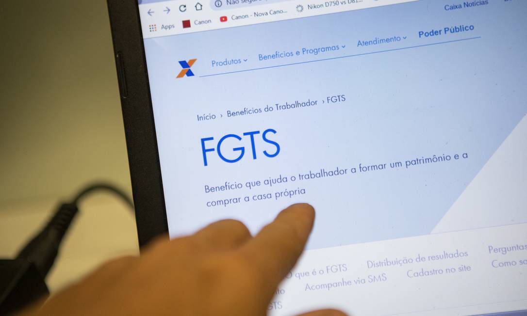  Plataforma Digital da Caixa Econômica Federal, para acesso ao FGTS Foto: Gabriel Monteiro / Agência O Globo