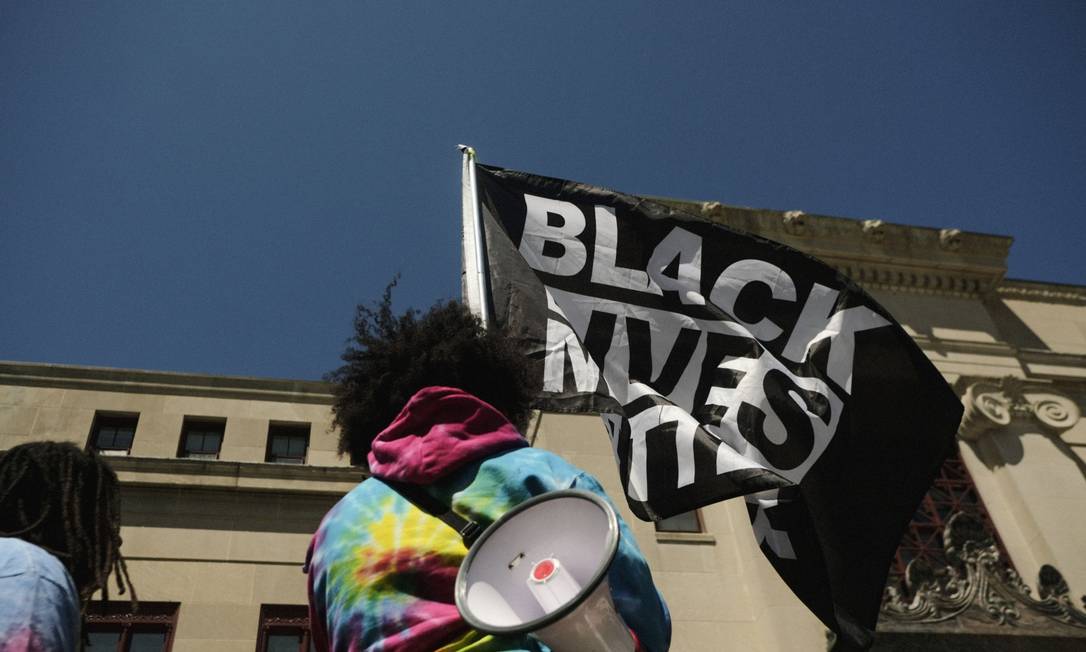 Manifestação do movimento 'Black Lives Matter' na época da morte de George Floyd Foto: Matthew Hatcher / Bloomberg