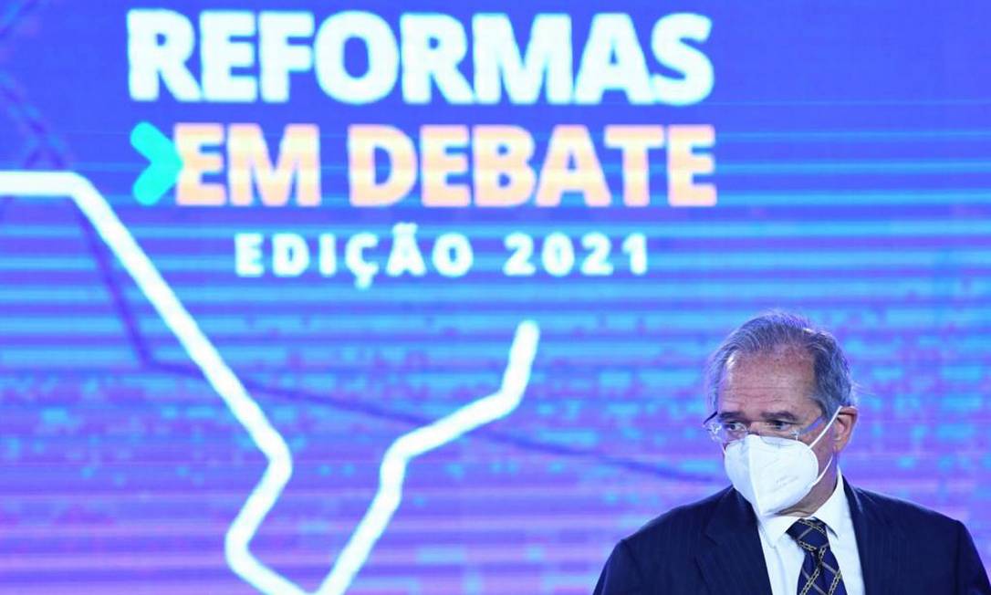 22/07/2021- Ministro da Economia, Paulo Guedes, participa do evento Reformas em Debate na CNI
Brasília Foto: EDU ANDRADE /Ascom/ME / Agência O Globo