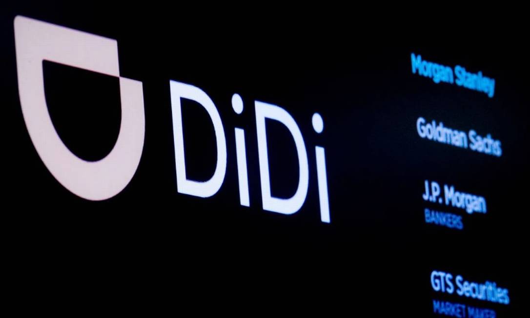 O logotipo da chinesa Didi é retratado durante o IPO na Bolsa de Valores de Nova York, em 30 de junho Foto: Reuters