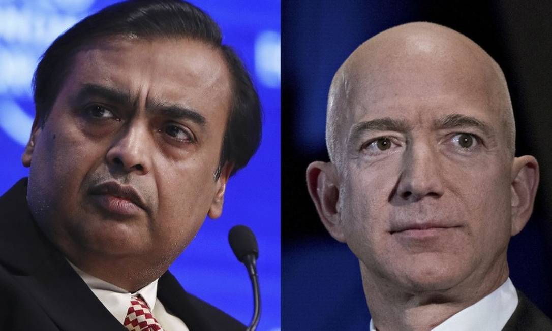 O magnata indiano Mukesh Ambani entrou para o clube dos centibilionários, ao lado de Jeff Bezos e Elon Musk Foto: Bloomberg