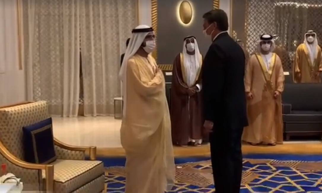 Bolsonaro se encontra com o Emir de Dubai, Mohammed bin Rashid Al Maktoum Foto: Rprodução