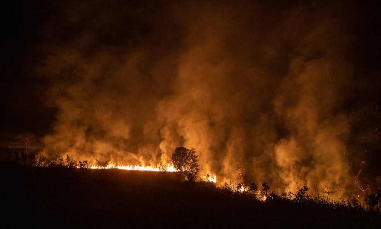 Pasto em chamas perto de Porto Velho, capital de Rondônia Foto: New York Times