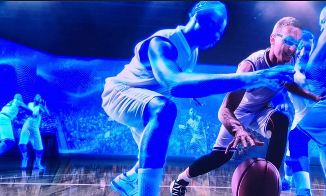 Real e virtual. Partida de basquete no metaverso. 5G permite imersão digital Foto: Divulgação