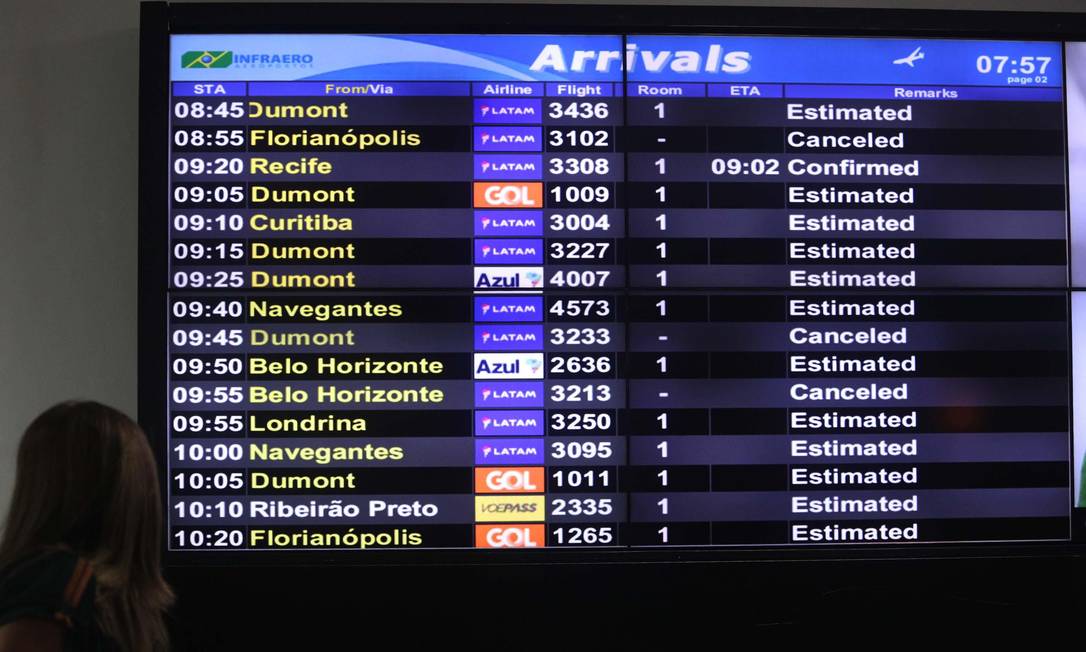 Quando embarcar? Painel mostra previsão de voos em Congonhas nesta segunda-feira Foto: RENATO S. CERQUEIRA/FUTURA PRESS / Agência O Globo