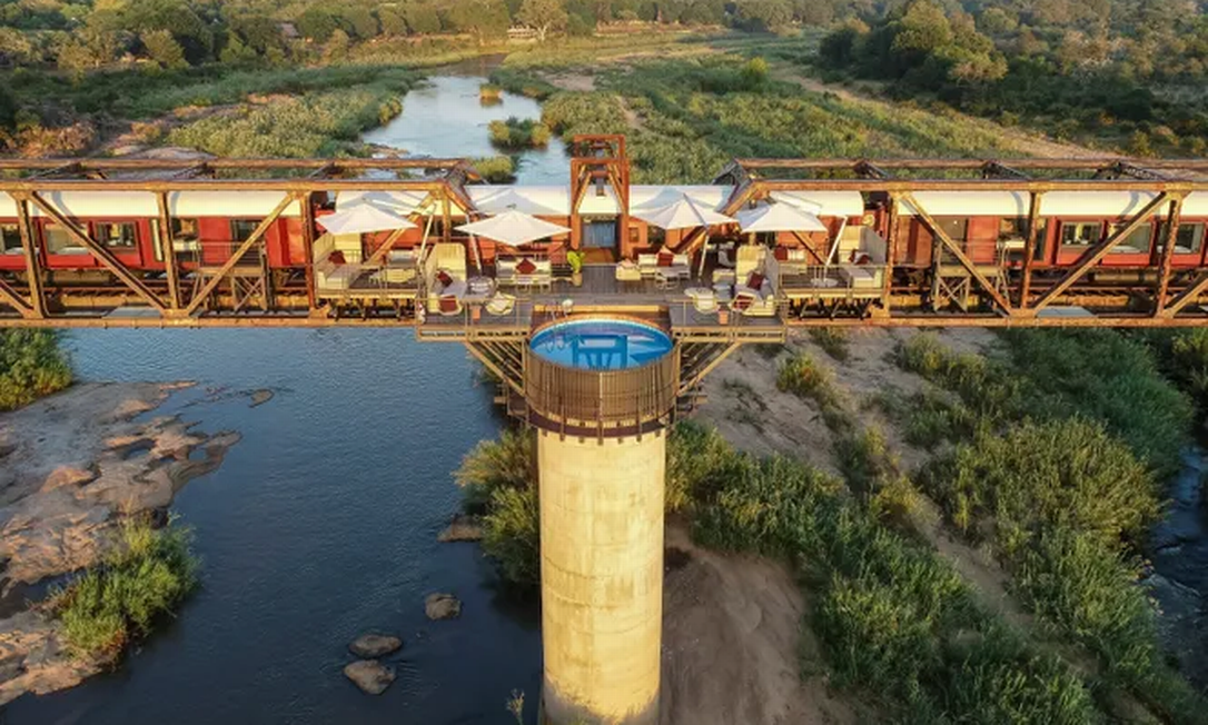 Hotel Kruger Shalati - O Trem da Ponte, está localizado em uma ponte dentro do Parque Nacional Kruger, na África do Sul Foto: Divulgação