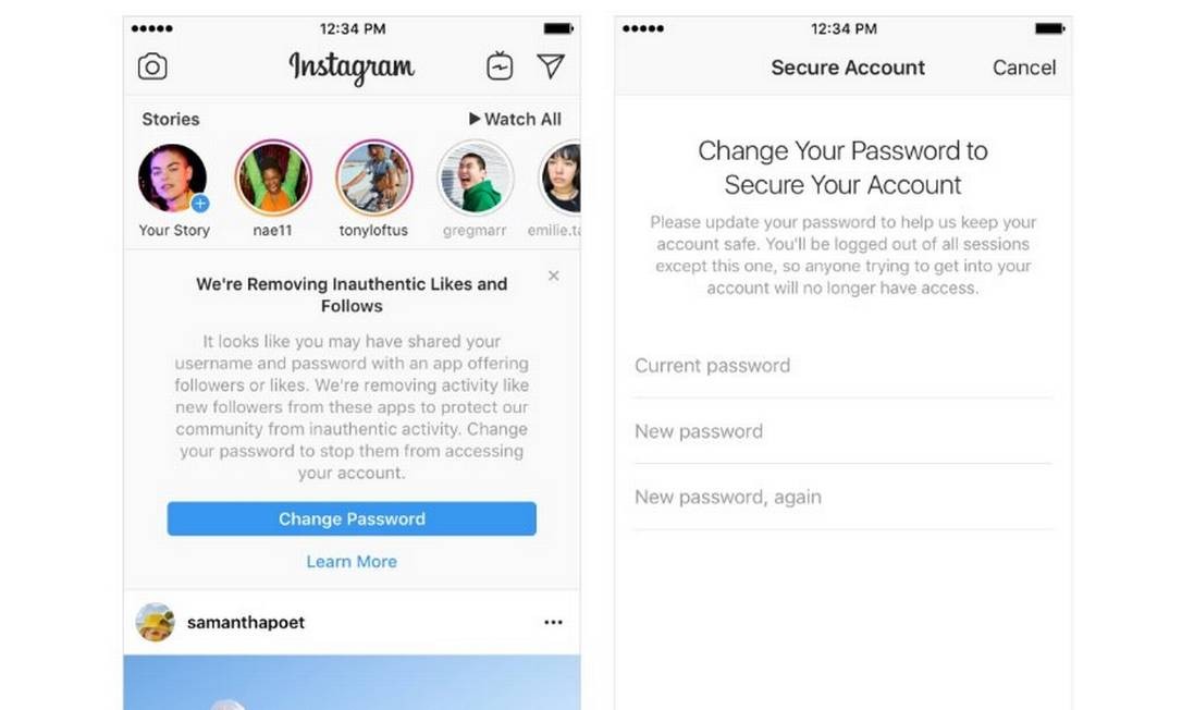 perfis que tiverem atividade suspeita identificada receberao notificacao e devem mudar a senha foto divulgacao - ganhar seguidores e curtidas no instagram gratis seguidores brasil