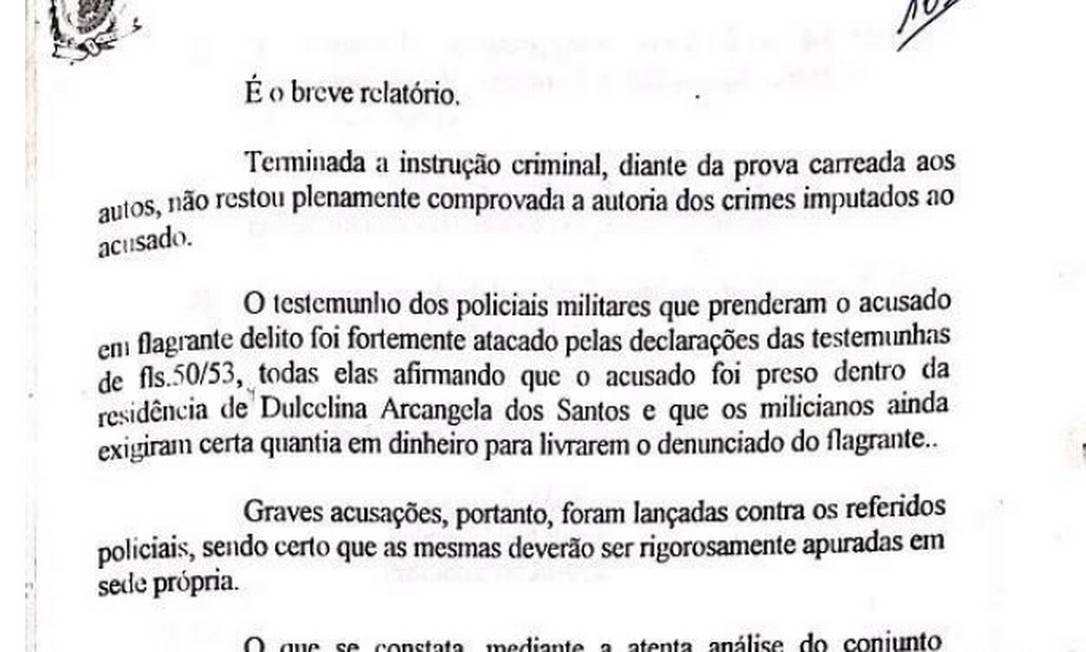 Relatório final do MP sobre o flagrante feito por Queiroz. Foto: Juliana Dal Piva / EPOCA