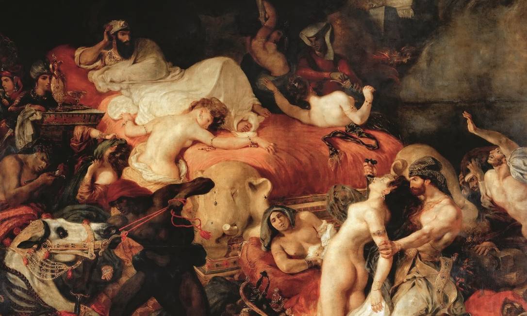 “A morte de Sardanápalo”, de Eugène Delacroix. A miséria humana retratada na obra foi uma das inspirações de “As flores do mal”. Foto: Getty Images