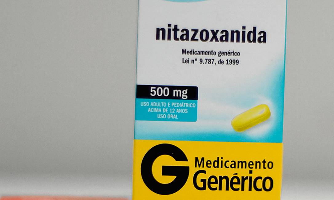 Embalagem do medicamento vermífugo genérico nitazoxanida Foto: Caio Rocha / FramePhoto / Folhapress