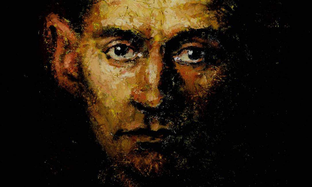 “Franz Kafka”, 1992 (óleo e areia sobre tela), por Ian Hughes. Foto: Bridgeman Images