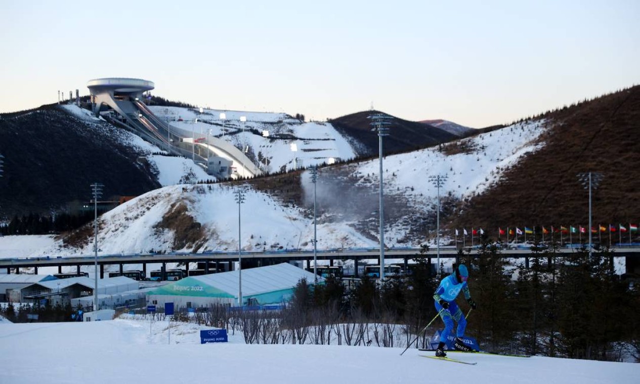 Vista do Centro Nacional de Salto de Esqui: sede da competição de salto de esqui e da disciplina de salto de esqui durante a competição do combinado nórdico. Foto: LINDSEY WASSON / REUTERS