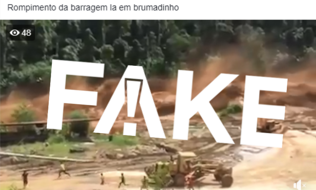 Vídeo de rompimento de barragem no Laos em 2017 também foi compartilhado em atribuição à tragédia de Brumadinho Foto: Reprodução/Facebook