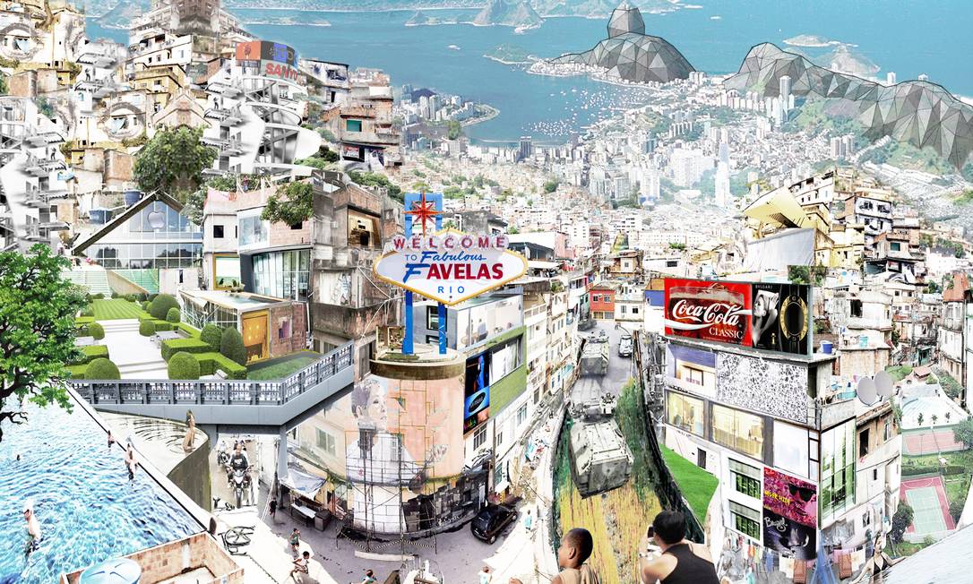 
Favela cosmopolita, com comerciais e terraço verde em algumas casas é uma das visões para o futuro
Foto: CityVision