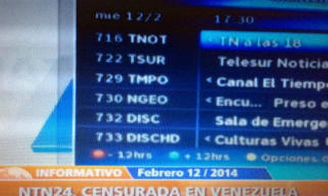 
Canal NTN 24 teve que ser interrompido na Venezuela
Foto: Reprodução