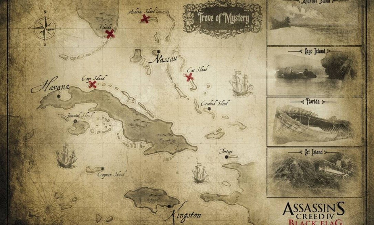 Todos os mapas do tesouro - assassin's creed black flag - guia de trofeus 