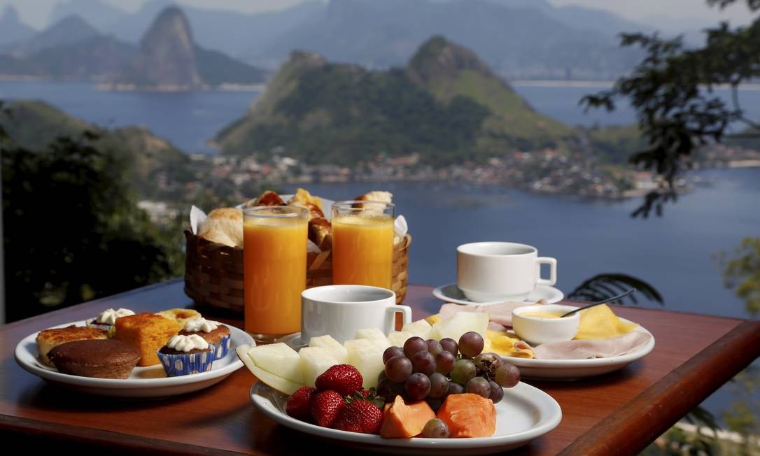 Café da manhã de delícias e com vista privilegiada, em