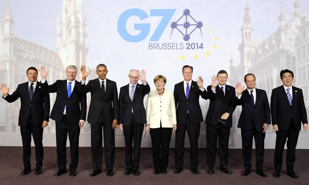 
Líderes posam para foto durante cúpula do G7 na sede do Conselho Europeu, em Bruxelas
Foto:
JOHN THYS
/
AFP
