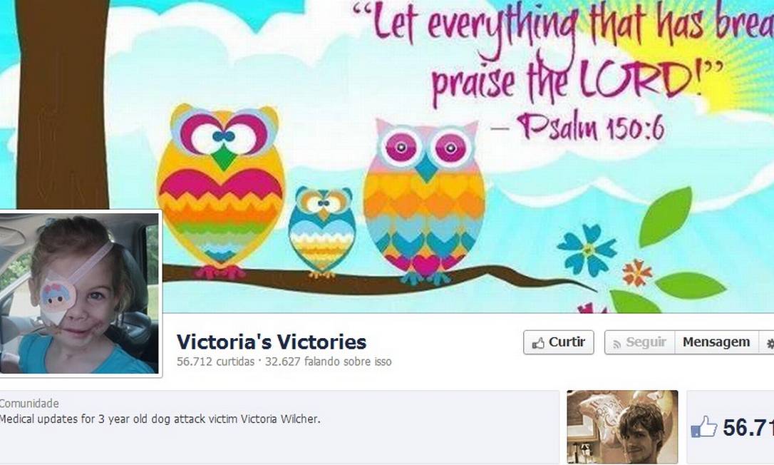 Página em apoio à menina no Facebook já tem mais de 56 mil seguidores Foto: Reprodução de Facebook