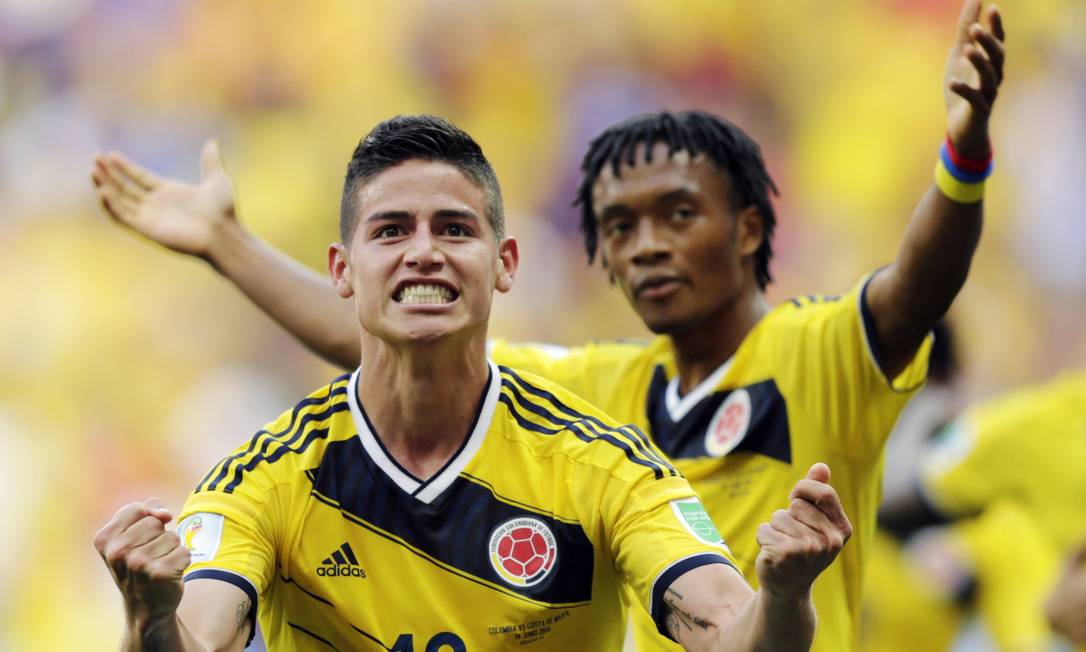 
James Rodriguez e Cuadrado foram os destaques da vitória colombiana
Foto:
Fernando Llano
/
AP
