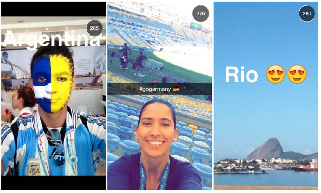 Snapchat reúne melhores imagens enviadas por torcedores no dia da Final da Copa do Mundo 2014 Foto: Reprodução