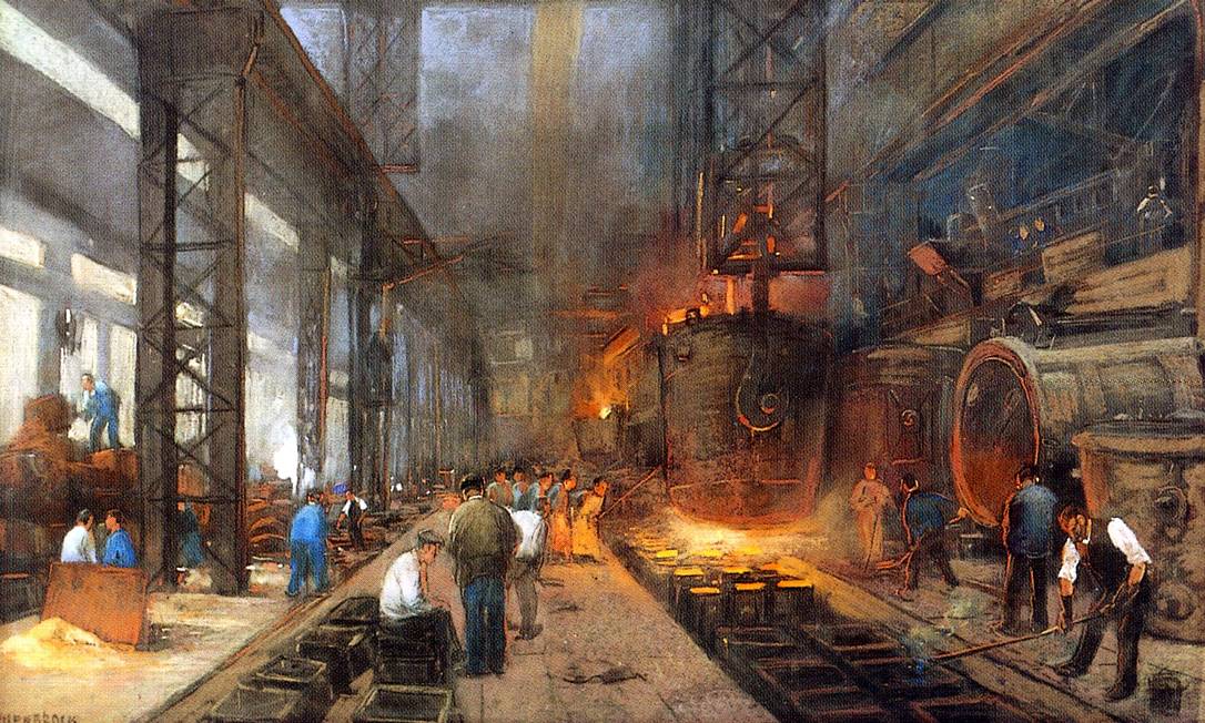 
Quadro “Electro steelmelter”, de Herman Heyenbrock, pintor conhecido por retratar a vida nas fábricas
Foto:
Reprodução
