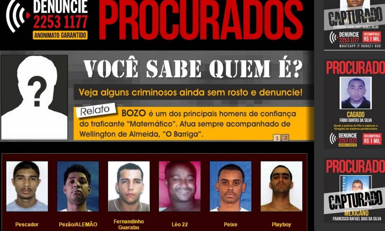 Os Cinco Bandidos Mais Procurados Do Rio Jornal O Globo