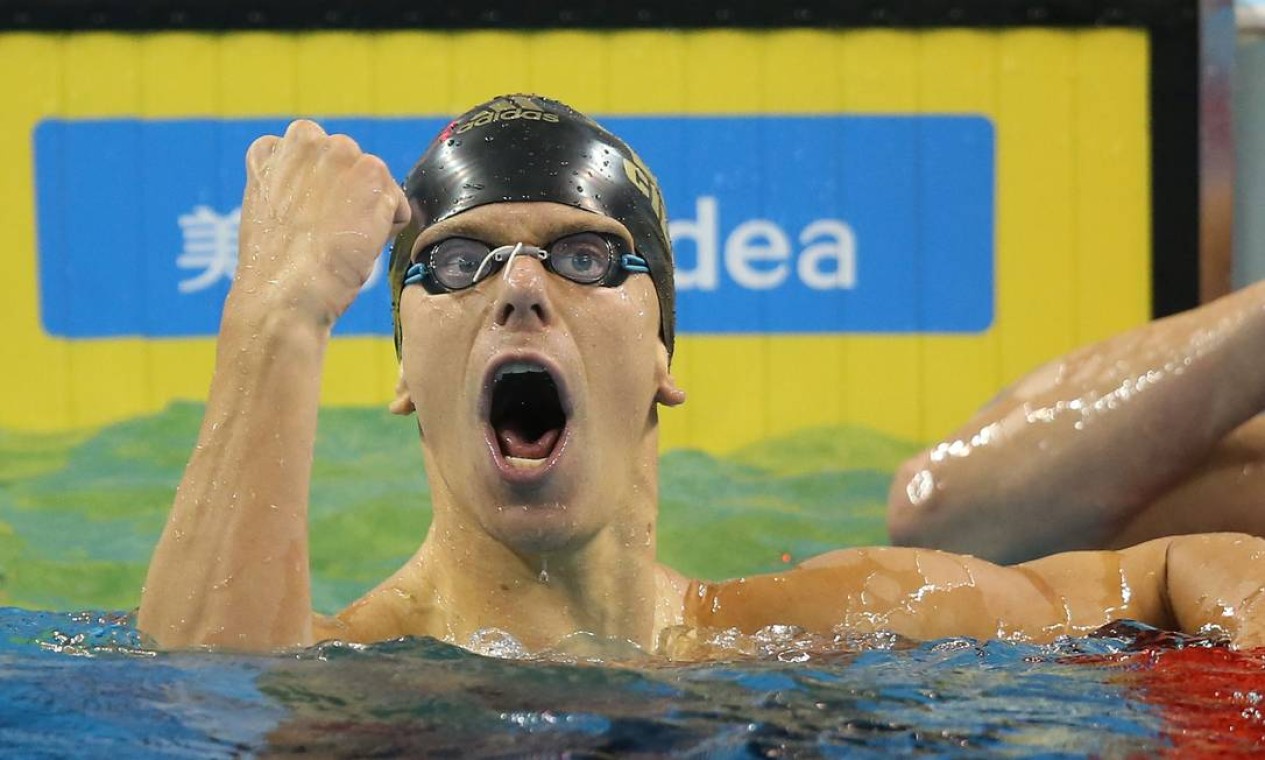 Cesar Cielo grita logo após o fim da prova dos 100m: 'Eu ganhei!' Foto: Satiro Sodre/SSPress / SSPress