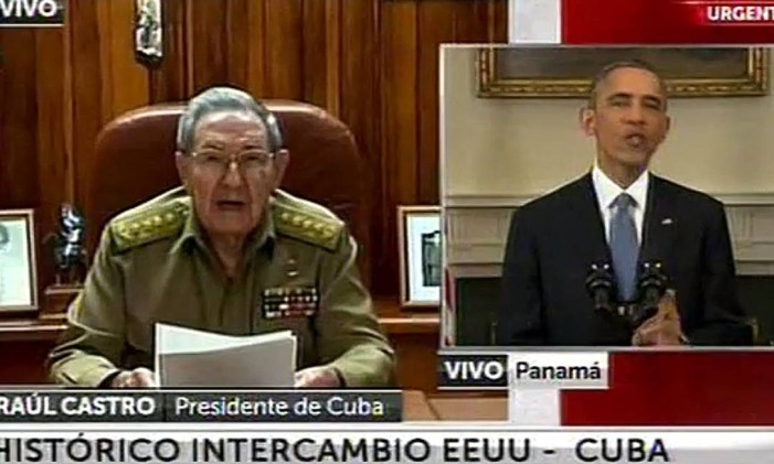 
Raúl e Obama na TV: pronunciamento simultâneo
