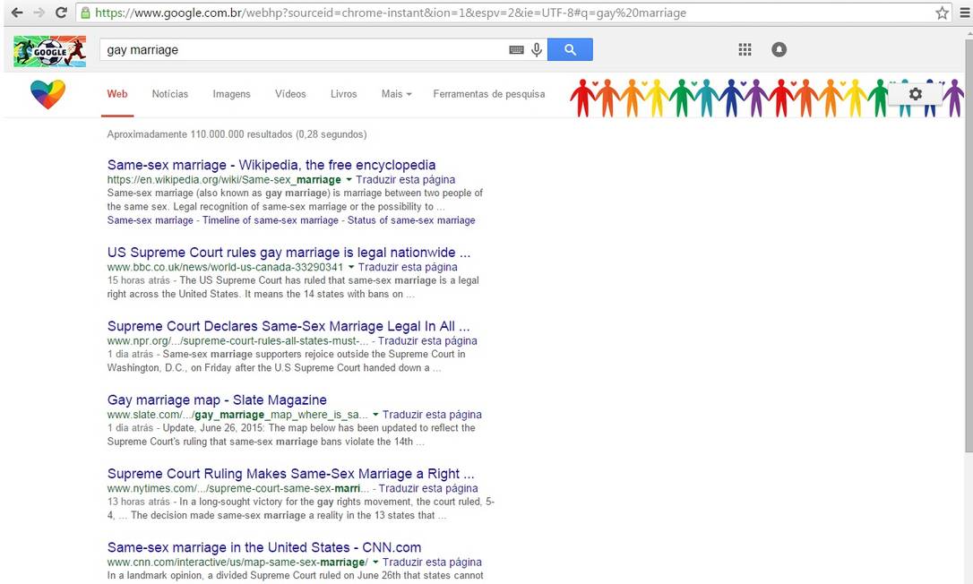 Google cria barra em apoio ao casamento gay Foto: Reprodução