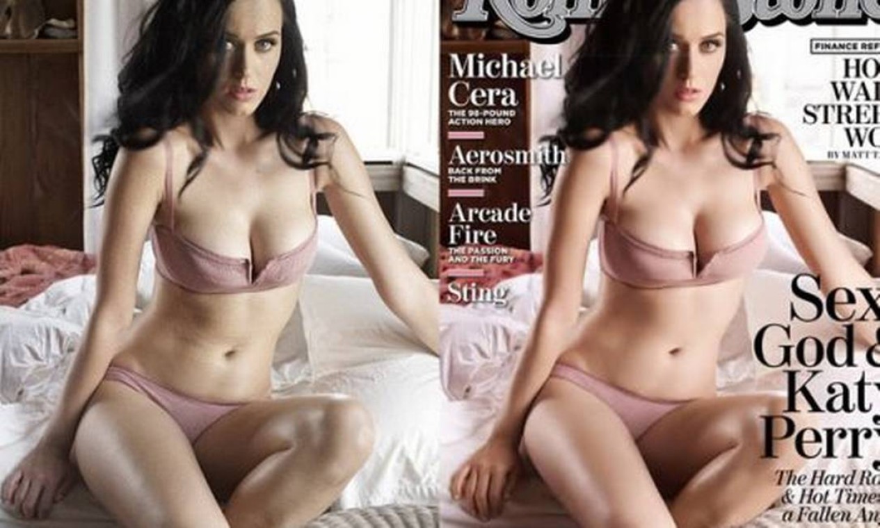 Katy Perry: antes e depois na capa da Rolling Stone Foto: Divulgação