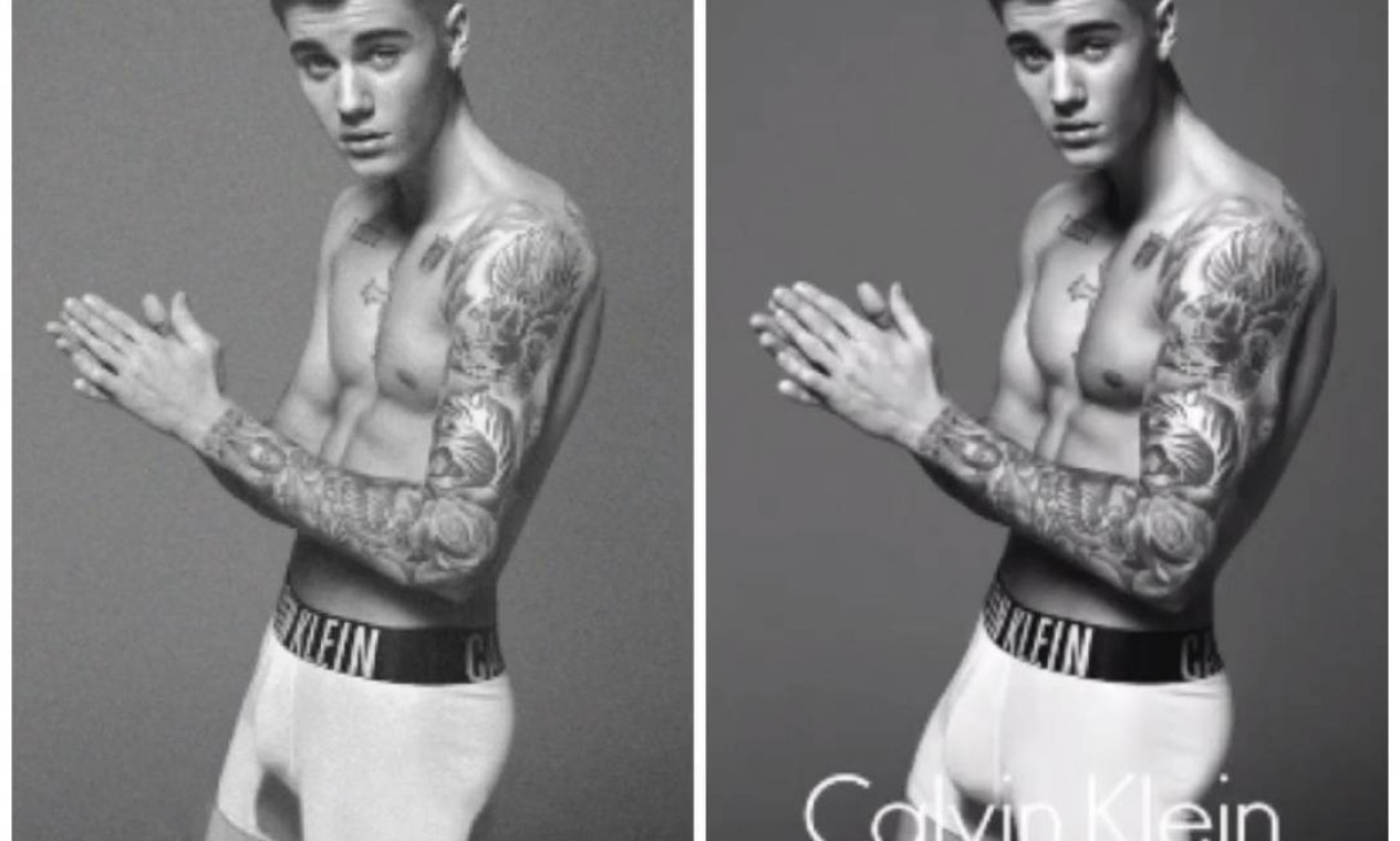 Justin Bieber: quanta diferença na campanha da Calvin Klein Foto: Divulgação