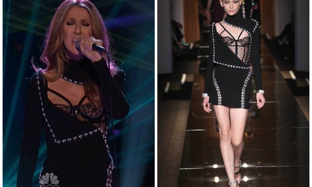 Celine Dion revela sutiã de renda preta em vestido sexy no 'The