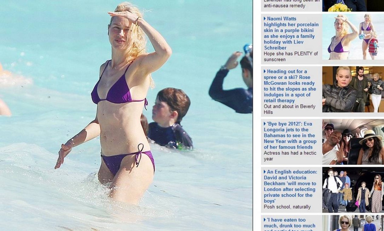 De biquíni roxo, Naomi Watts exibe corpo escultural em St. Barts - Jornal O  Globo