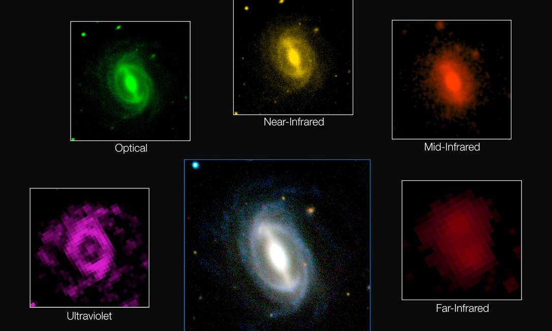 
Uma das mais de 200 mil galáxias integrantes do levatamento vista em diversos comprimentos de onda, do ultravioleta ao infravermelho distante: Universo está se ‘apagando’ lentamente
Foto:
ICRAR/Gama/ESO
