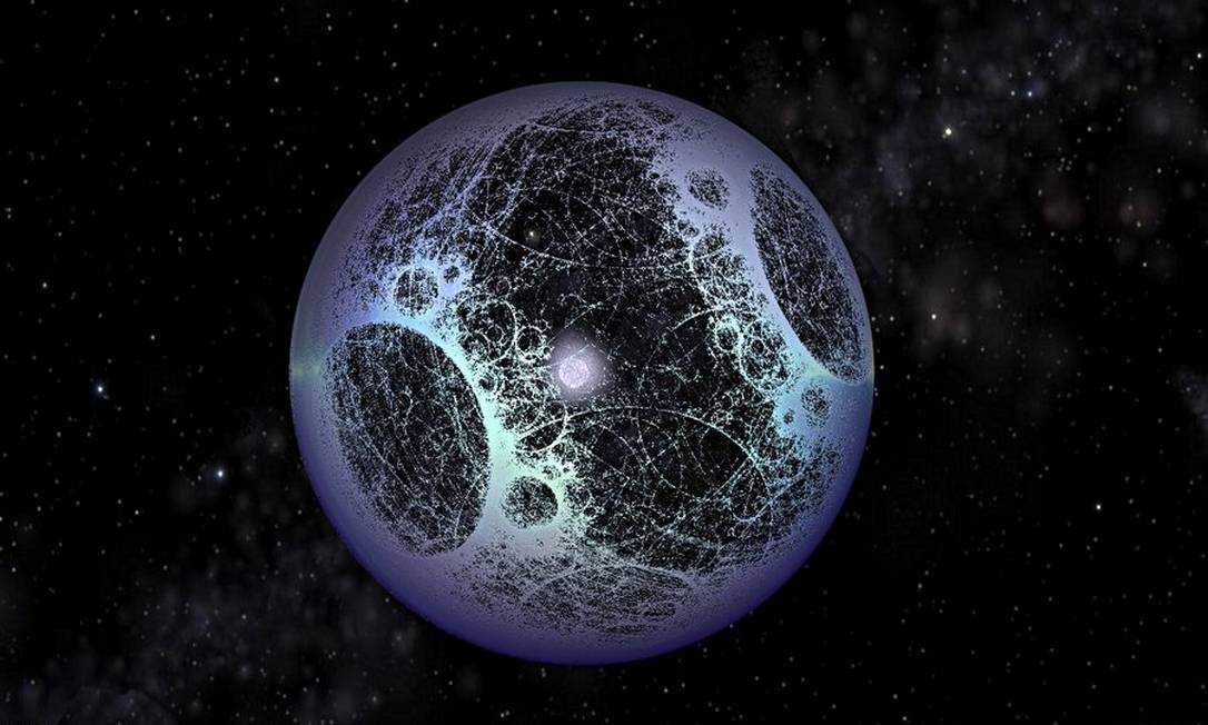 
Ilustração de uma Esfera Dyson, hipotética megaestrutura espacial que uma civilização avançada poderia construir para coletar a energia gerada por uma estrela
Foto:
Nasa
